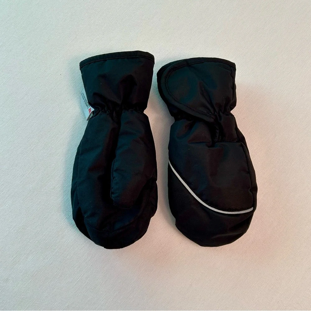 H&M 3T Black Faux Fur Fleece Winter Trapper Hat & Black 3M Thinsulate Mittens